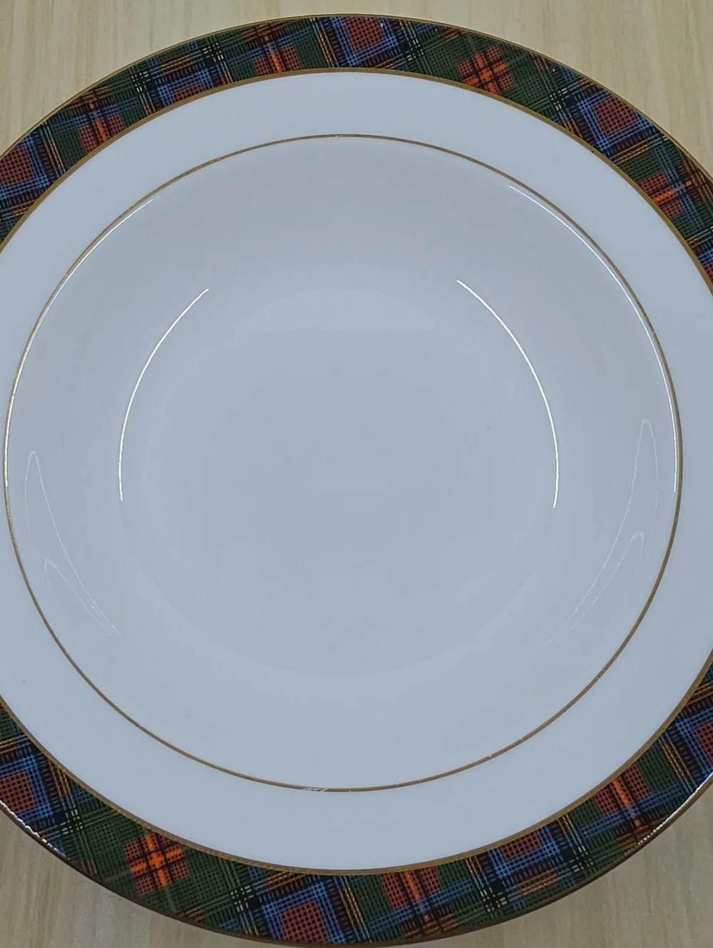 Wedgwood Ralph Lauren Highland Pattern Soup Bowl Red Green Tartan Rim England